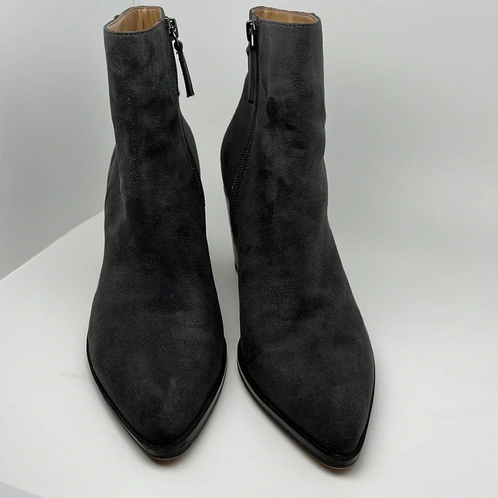 14th & Union Braxten‎ Gray Ankle Block Heel Pointed Boots Booties Size 7.5